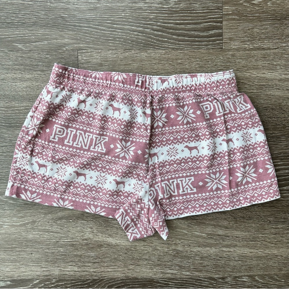 PINK Winter Patterned Sleep Shorts — Christmas / Holiday - Picture 3 of 4